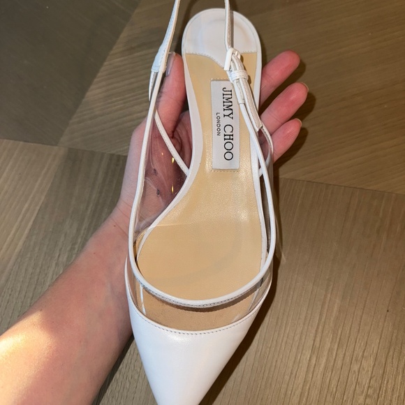 Jimmy Choo Gemma 40 Slingback Pumps — Size 37.5 (White/Clear) - Picture 4 of 8